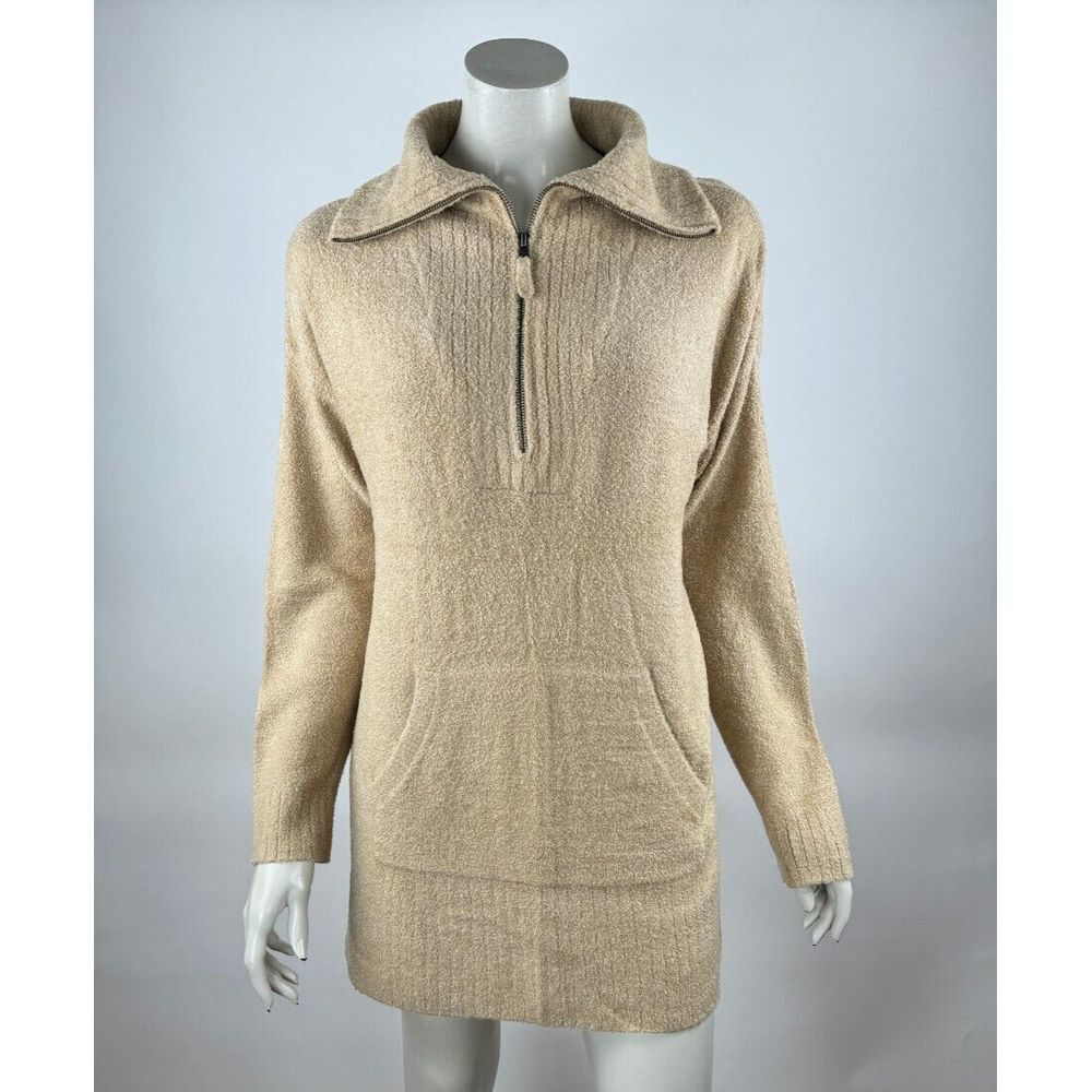 Barefoot Dreams CozyChic Lite Half Zip Tunic Women‎ L EUC Long Sleeve Pockets